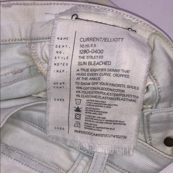 🌵NWOT CURRENT/ELLIOTT Stiletto Sun Bleached Jeans - Picture 6 of 7